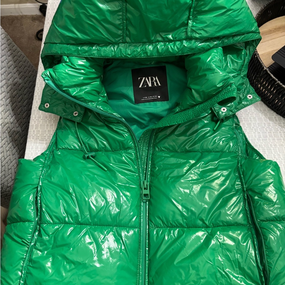 Zara Vibrant Green Quilted Jacket